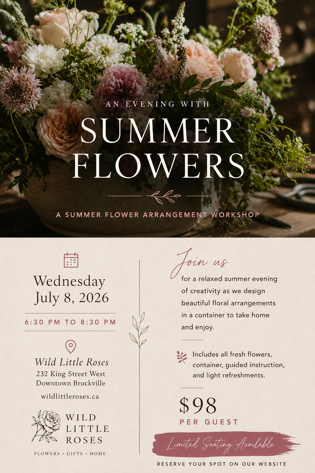An Evening with Summer Flowers
A Summer Flower Arrangement Workshop