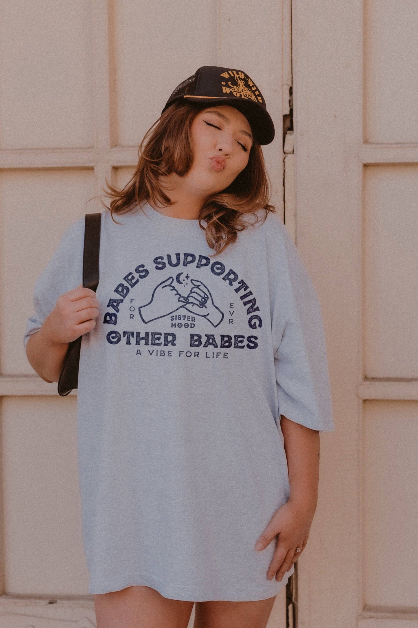 WE THE BABES - Babes Support Babes Oversized Graphic Tee - Ash Grey