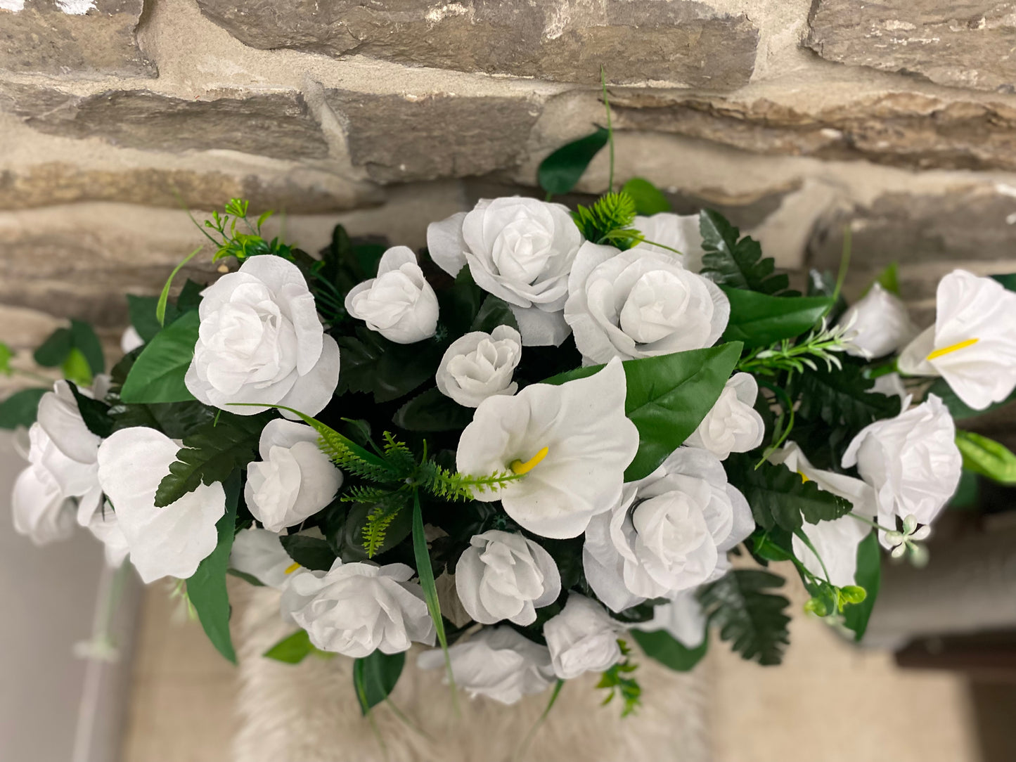 White grave stone Saddle