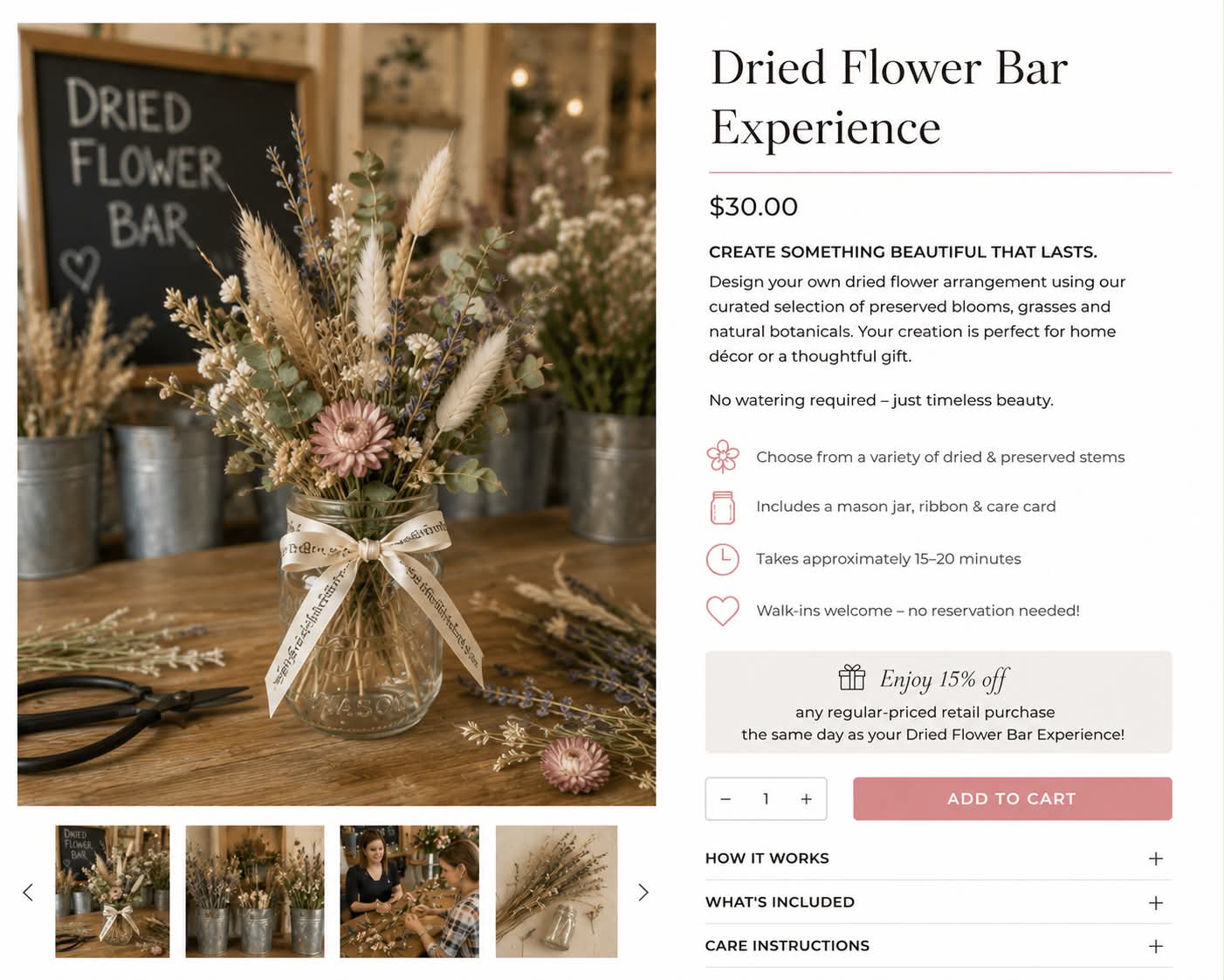 Dried Flower Bar Experience