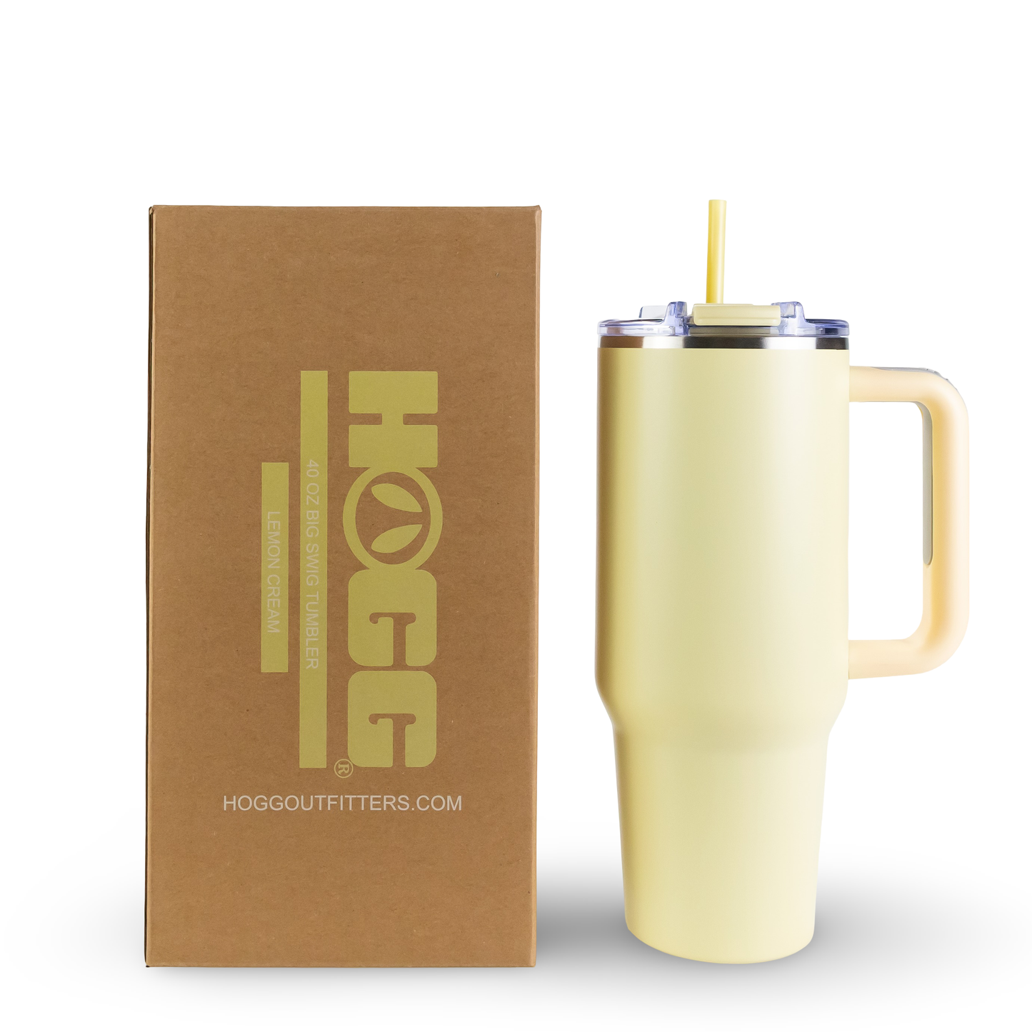 Hogg Outfitters - 40oz POWDER COATED BIG SWIG TUMBLER: Lemon Cream