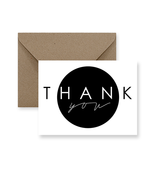 IMPAPER - Black and White Thank You Greeting Card