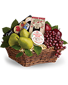 Wonderful and Welcoming Gourmet Cheese and Fruit Gift Basket - Wild Little Roses