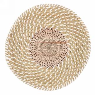 Woven straw wall plate, 16" white - Wild Little Roses