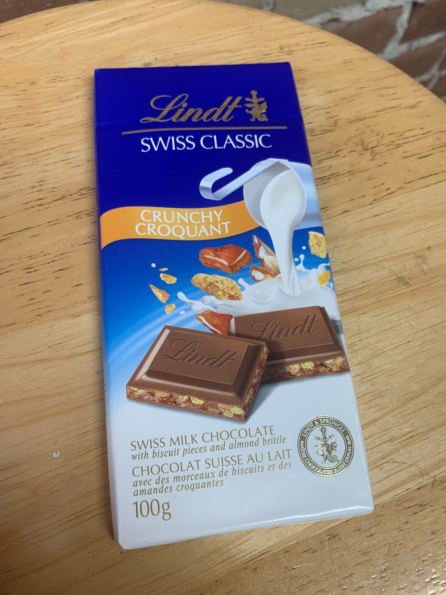 Lindt “crunchy” Swiss milk chocolate