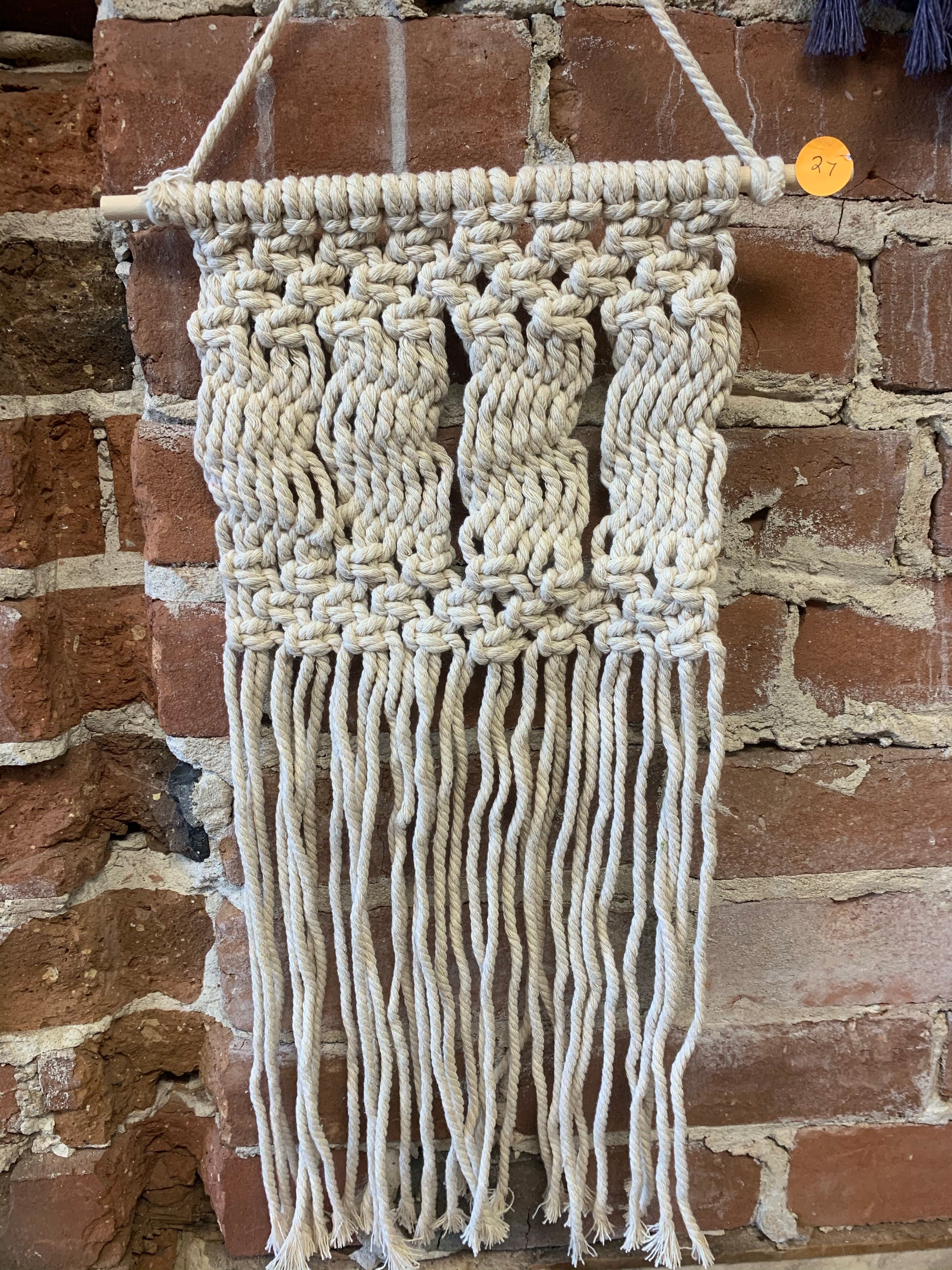 Hanging Macrame Decor, White Zigzag Wall Art - Wild Little Roses
