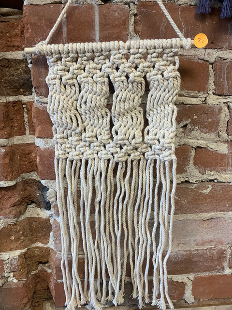 Hanging Macrame Decor, White Zigzag Wall Art - Wild Little Roses