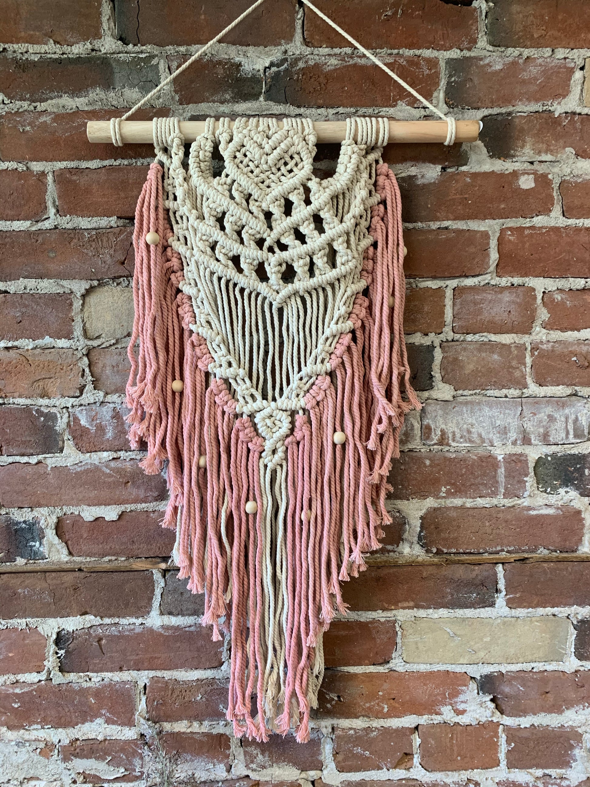 Hanging Macrame Decor, large pink - Wild Little Roses