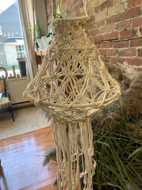 Hanging Macrame Decor, Natural Lozenge Lampshade - Wild Little Roses