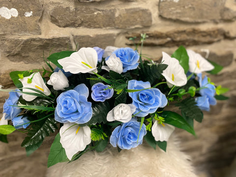 Blue and White Saddle